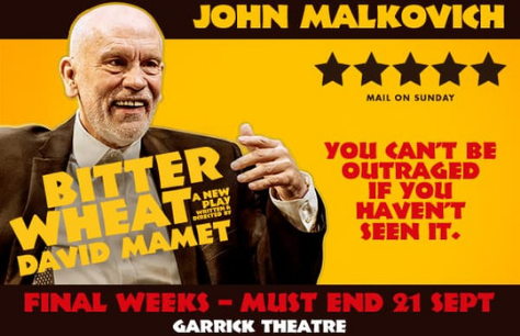 John Malkovich returns to the stage to star in new David Mamet play Bitter Wheat at the Garrick Theatre