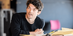 Born with teeth with lead actor Edward Bluemel rehearsing for the play.