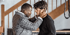 Lead actors NCuti Gatwa and Edward Bluemel rehearsing together.