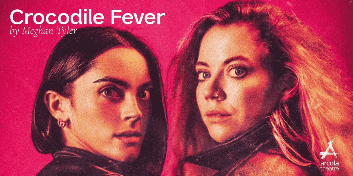 Image: Meghan Tyler and Rachael Rooney in leather jackets, turning their backs Show: Crocodile Fever at Arcola Theatre