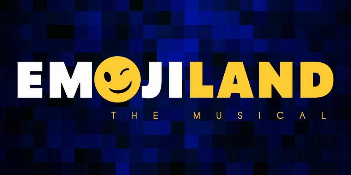 Text: Emojiland The Musical, Image: A winking Emoji.