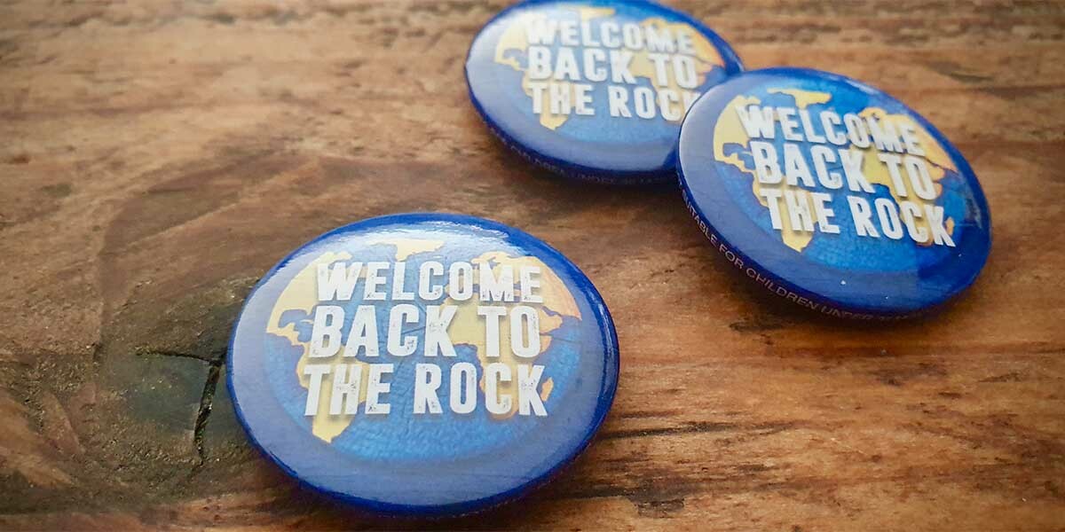 Enter our competition for a chance to win a Welcome Back to the Rock pin badge