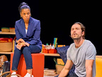 Susan Kelechi Watson (Carina) and Ben Schnetzer (Eli) in Eureka Day at The Old Vic (photo credit Manuel Harlan)