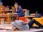 Susan Kelechi Watson (Carina) and Ben Schnetzer (Eli) in Eureka Day at The Old Vic (photo credit Manuel Harlan)