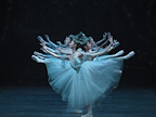Ballet dancers circle dance in Giselle, London