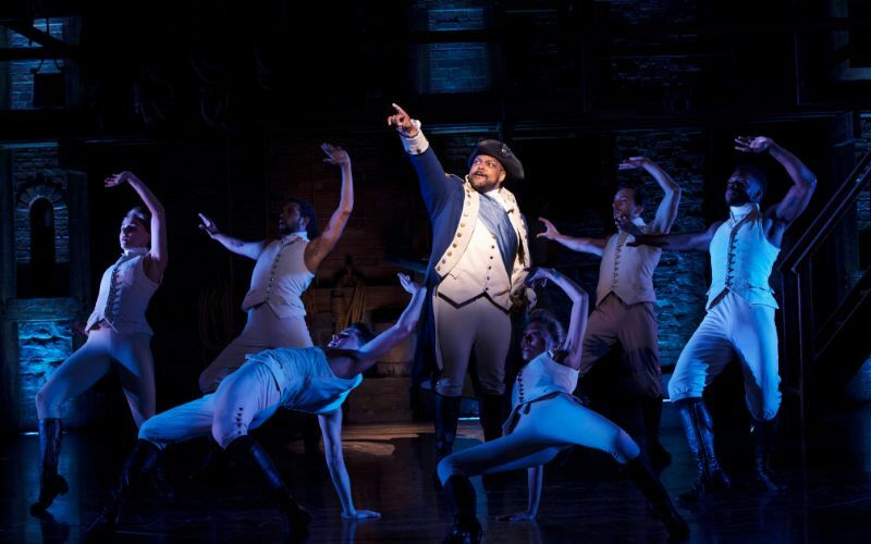 Production images of Hamilton musical in London