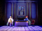 Spitting Image puppet of King Charles having tea with Paddington