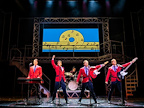 Production image of the cast of Jersey Boys in Jersey Boys.