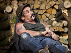 Production images of Jerusalem play in London starring Mark Rylance and Mackenzie Crook.