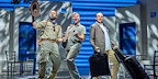 Sophie's potential dads, Harry, Sam and Bill are joking around in MAMMA MIA!