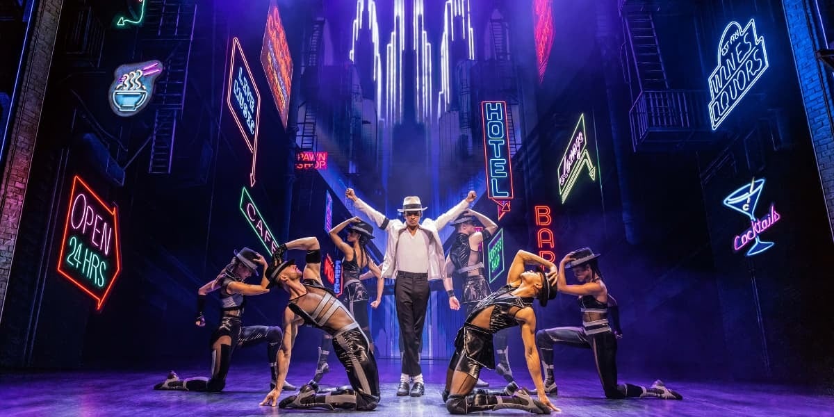 Myles Frost and the West End cast performing in MJ the Musical at the Prince Edward Theatre London