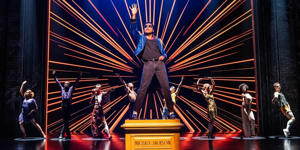 Myles Frost and the West End cast performing in MJ the Musical at the Prince Edward Theatre London