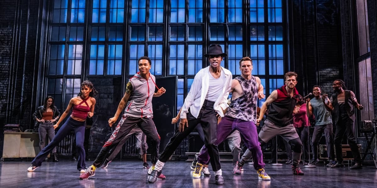 Myles Frost and the West End cast performing in MJ the Musical at the Prince Edward Theatre London