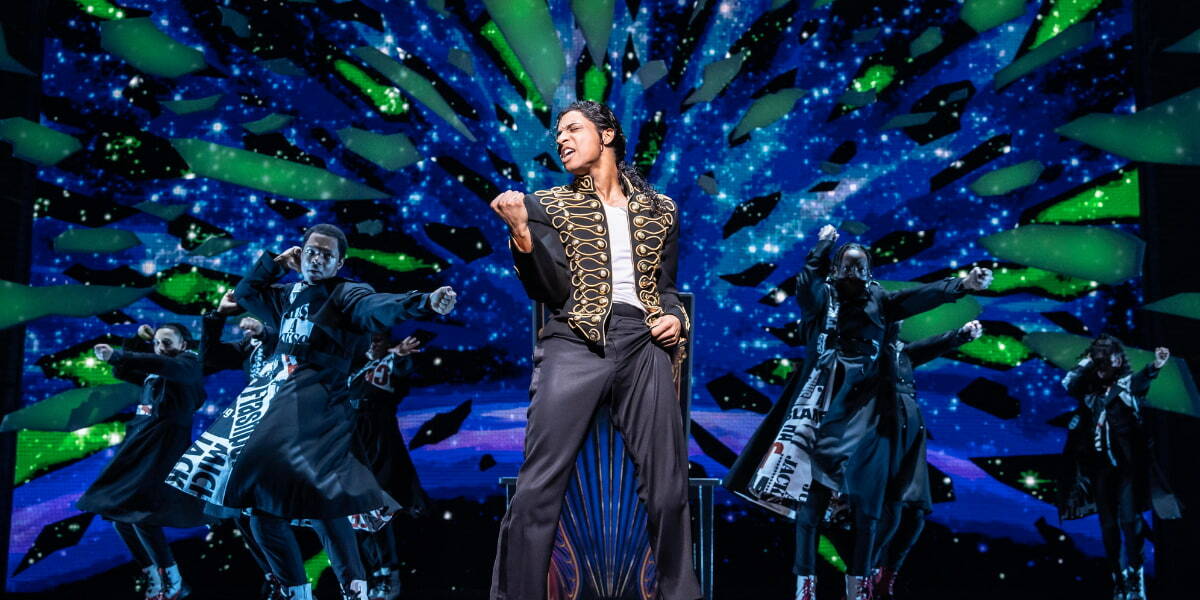 Myles Frost and the West End cast performing in MJ the Musical at the Prince Edward Theatre London