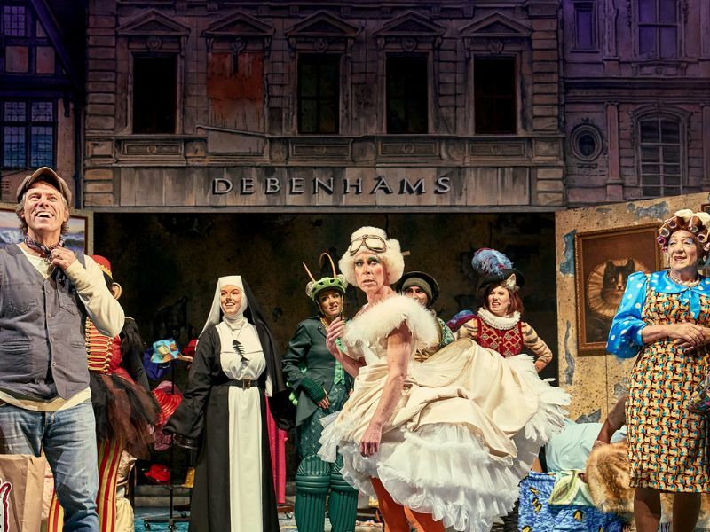 Production image of Mother Goose with Ian McKellen and John Bishop.