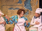 Production image of Mother Goose with Ian McKellen and John Bishop.