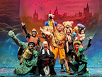 Production image of Mother Goose with Ian McKellen and John Bishop.