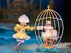 Production image of Mother Goose with Ian McKellen and John Bishop.