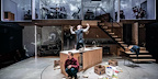 Jamie Parker, Jack Wolfe and the band in NEXT TO NORMAL - Donmar Warehouse - photo by Marc Brenner 