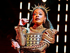 Rhianne-Louise McCaulsky as Aragon in SIX the Musical. Pamela Raith Photography.