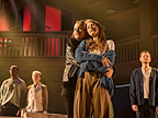Lauryn Redding as Nikki, Laura Pitt-Pulford as Poppy and the cast of Standing at the Sky's Edge in the West End. Credit Brinkhoff-Moegenburg