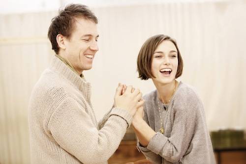 Tobias Menzies & Keira Knightley. Photo credit: Johan Persson. Photo from rehearsals of The Children's Hour
