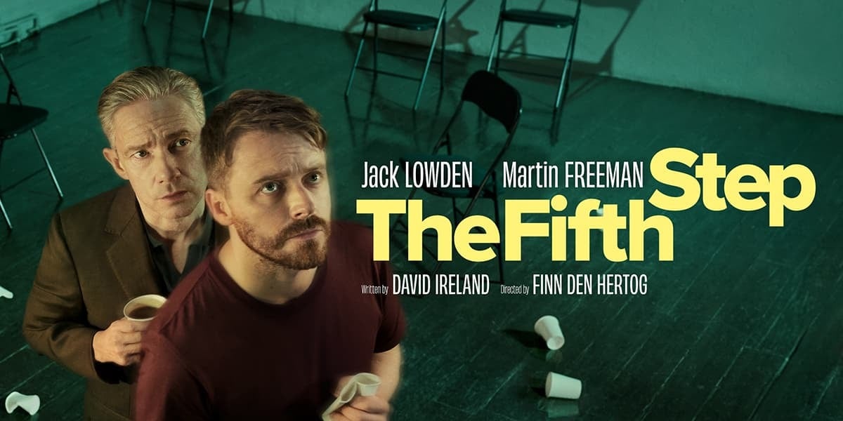 Jack Lowden and Martin Freeman in The Fifth Step London