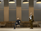 Johnny Flynn (Richard Burton) and Mark Gatiss (Sir John Gielgud) in The Motive and the Cue at the National Theatre. Photo by Mark Douet I80A3961 (2)-min