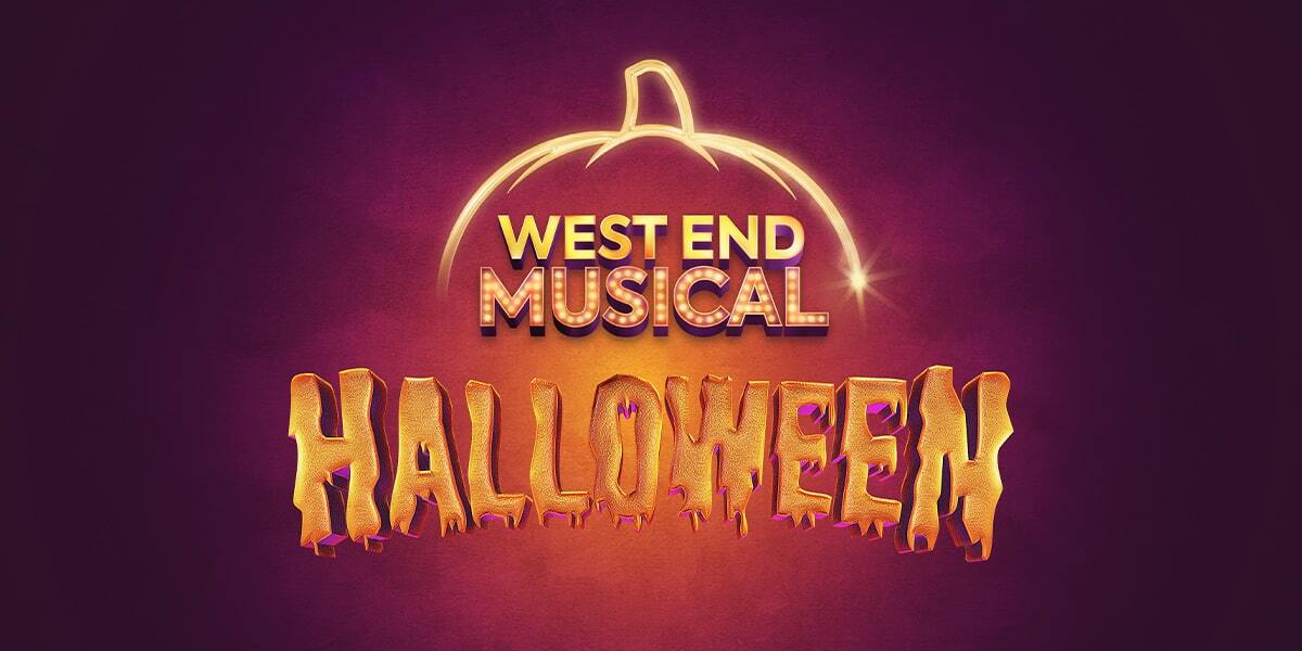 Image: A pumpkin with text that reads West End Musical Halloween.