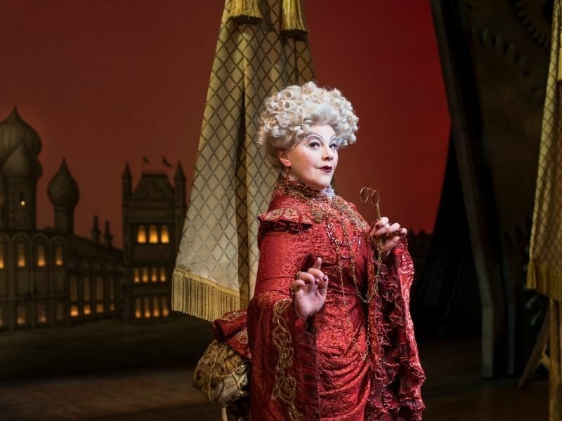 Production shot of Sophie-Louise Dann as Madame Morrible in Wicked in London.
