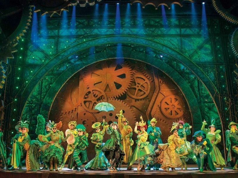 Production shot of Wicked company in Wicked in London.