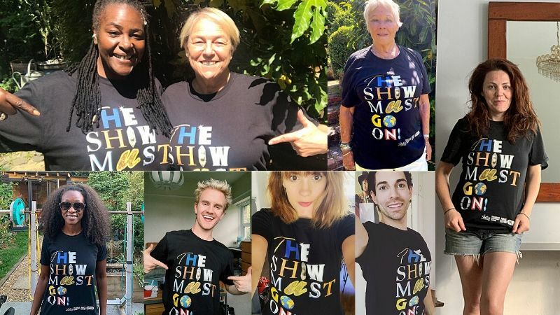 See West End stars sporting their "The Show Must Go On!" t-shirts