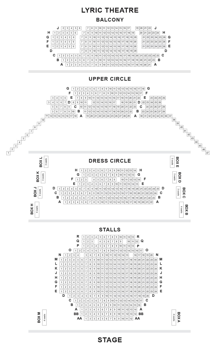 The Lyric Theatre Best Seats and Seating Plan