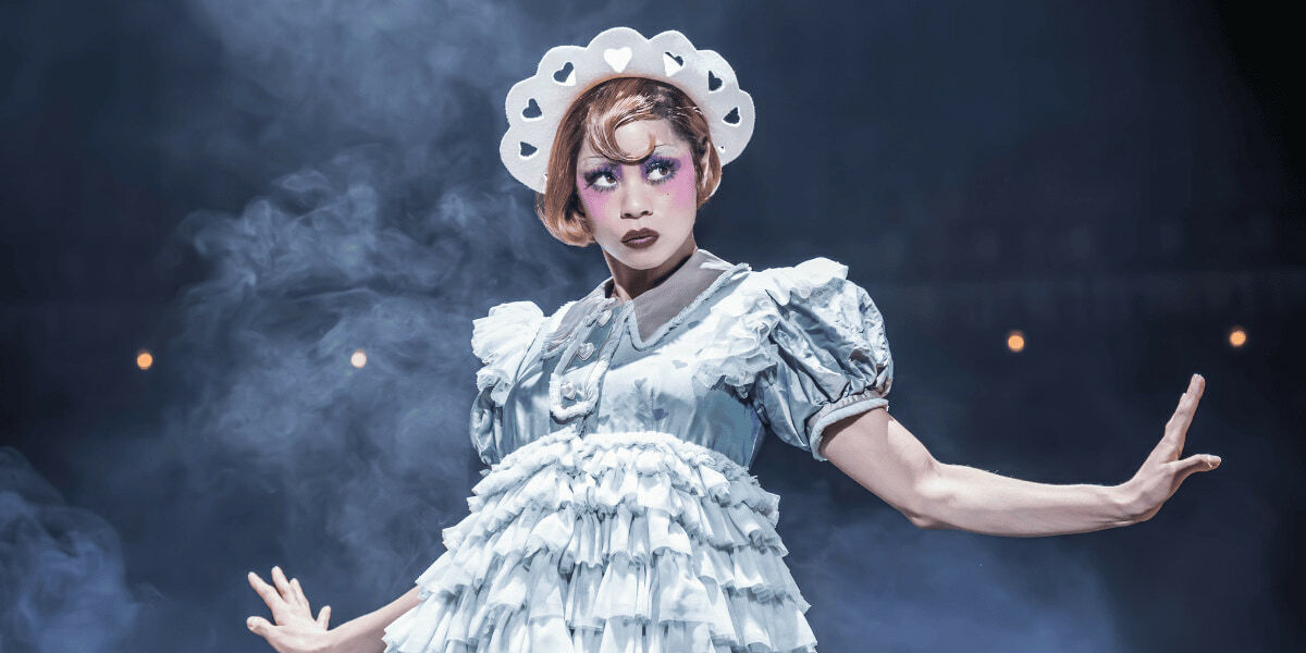 Eva Noblezada performing as Sally Bowles in the West End production of Cabaret