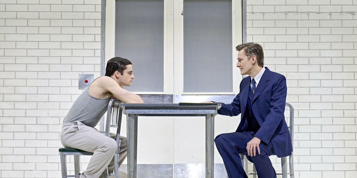 Production shot of Dr Brenner and Henry Creel in Stranger Things: The First Shadow