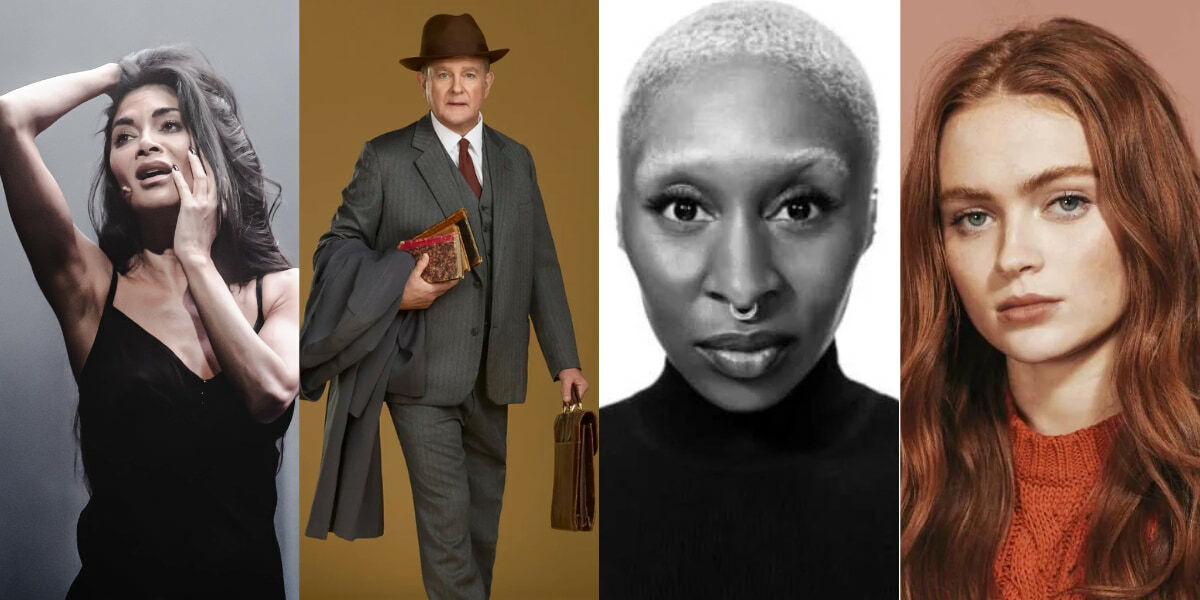 Nicole Scherzinger, Hugh Bonneville, Cynthia Erivo, and Sadie Sink performing in their West End shows in 2026.