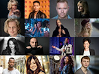 A grid of diverse headshots showcases various individuals in different poses. The images feature a mix of expressive faces and styles.
