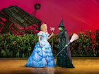 Production shot of Lucie Jones as Elphaba and Helen Woolf as Glinda in Wicked in London