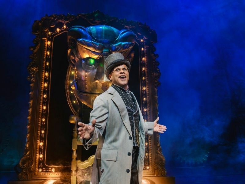 Production shot of Gary Wilmot as the Wizard in Wicked in London