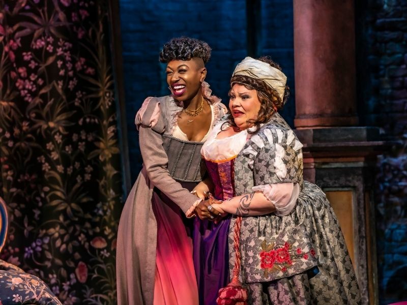 Production image of Miriam-Teak Lee as Juliet and Keala Settle as Nurse in & Juliet in London | Photography credit: Johan Persson