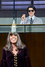 Production image of Elesha Paul Moses (Tina Turner) and Chris Grahamson (Phil Spector) in TINA in London. | Photo by Manuel Harlan