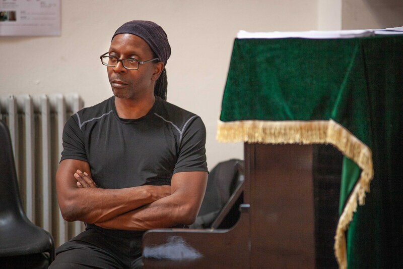 Michael Henry in rehearsals for The Caucasian Chalk Circle.