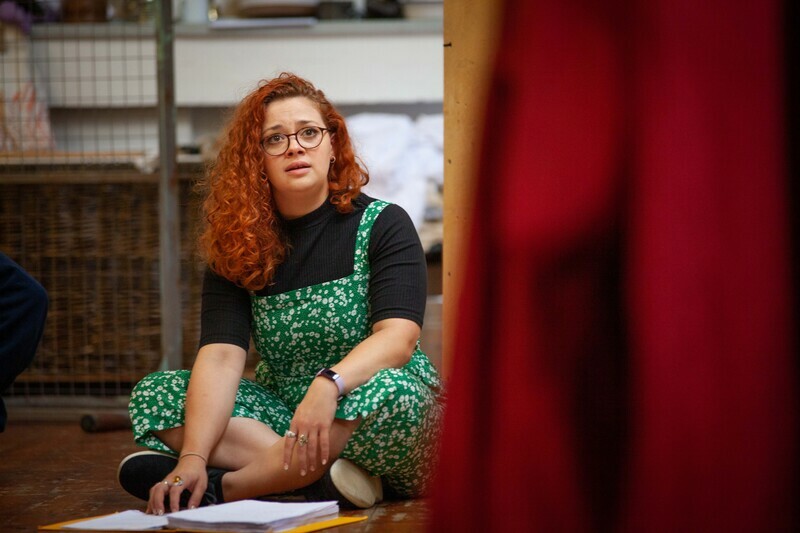 Carrie Hope Fletcher in rehearsals for The Caucasian Chalk Circle.