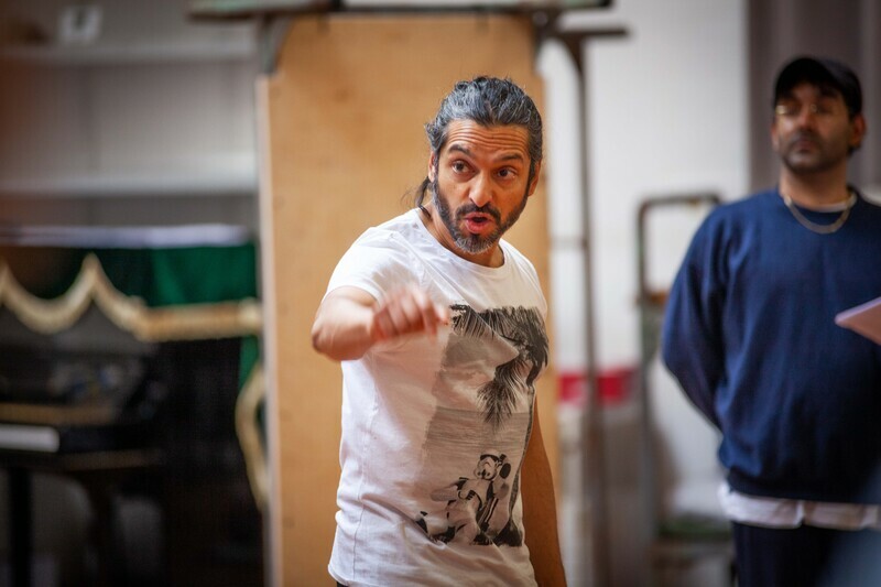 Ronny Jhutti in rehearsals for The Caucasian Chalk Circle.