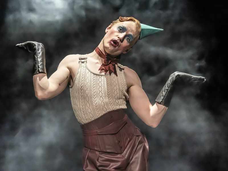 Production image of Cabaret at The Kit Kat Club at Playhouse Theatre in London - John McCrea 'Emcee'. Photo: Marc Brenner