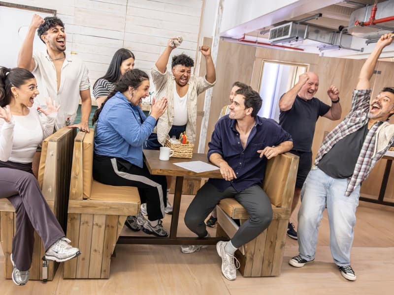 The cast of 50 First Dates the Musical in rehearsal. Photo by Pamela Raith