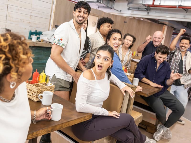 The cast of 50 First Dates the Musical in rehearsal. Photo by Pamela Raith
