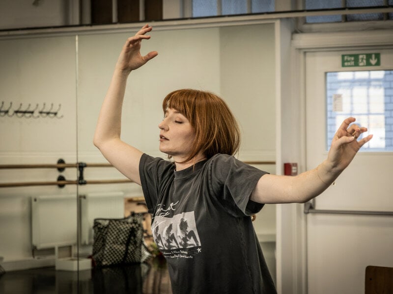 Nicola Roberts in the Hadestown rehearsal room