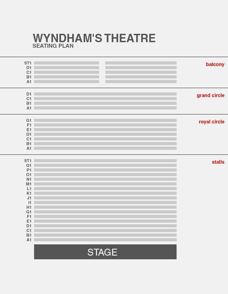 Wyndhams Theatre Seating Plan